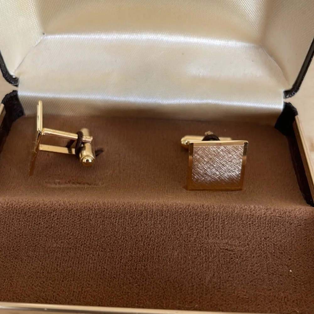 Dante Golden Square Cufflinks In Original Box